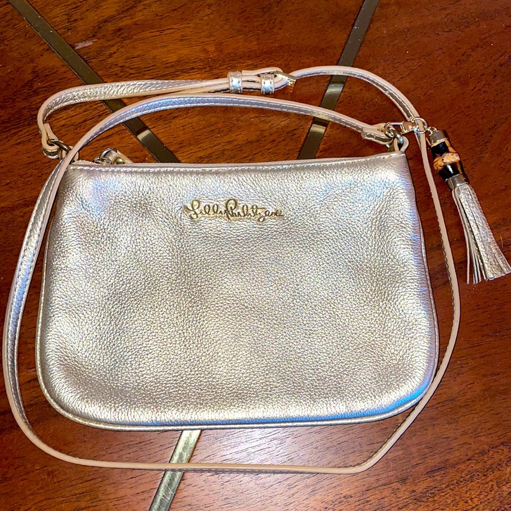 Lilly Pulitzer Gold leather crossbody purse